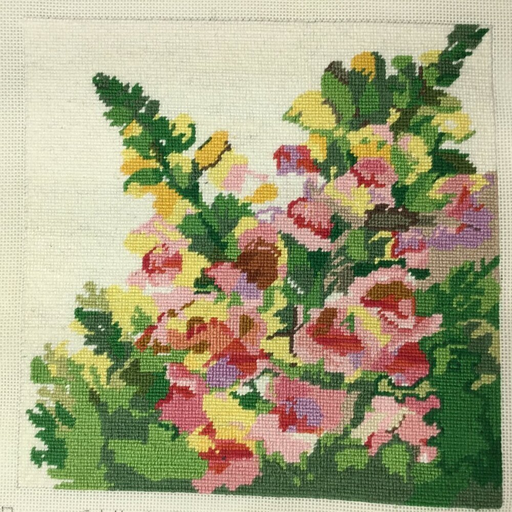 Finished Ready to Frame Needlepoint Too Peas of Mind Snapdragon Hand Painted - Picture 5 of 8